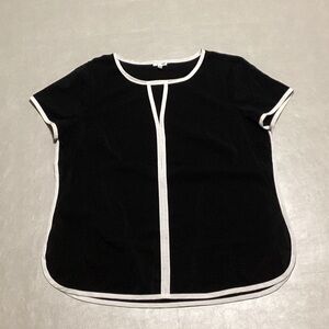 Spense Black Blouse with White Accents